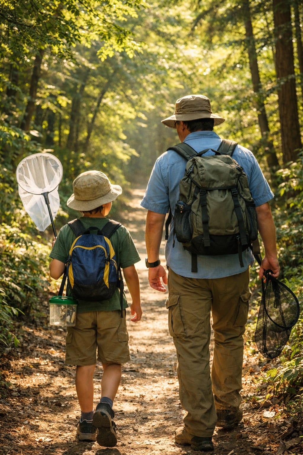 親子で自然観察を楽しむ様子